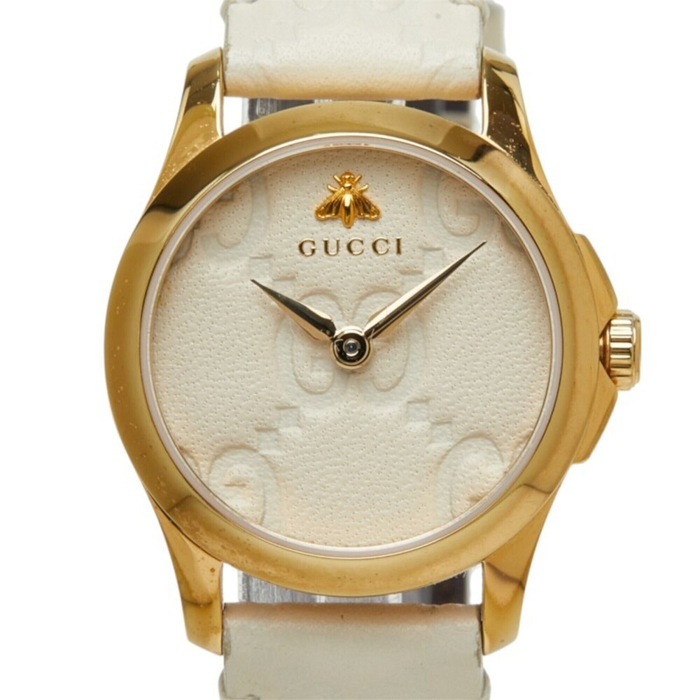Gucci G-Timeless Bee Watch YA126580A 126.5 Quartz Beige Dial Stainless Steel ...
